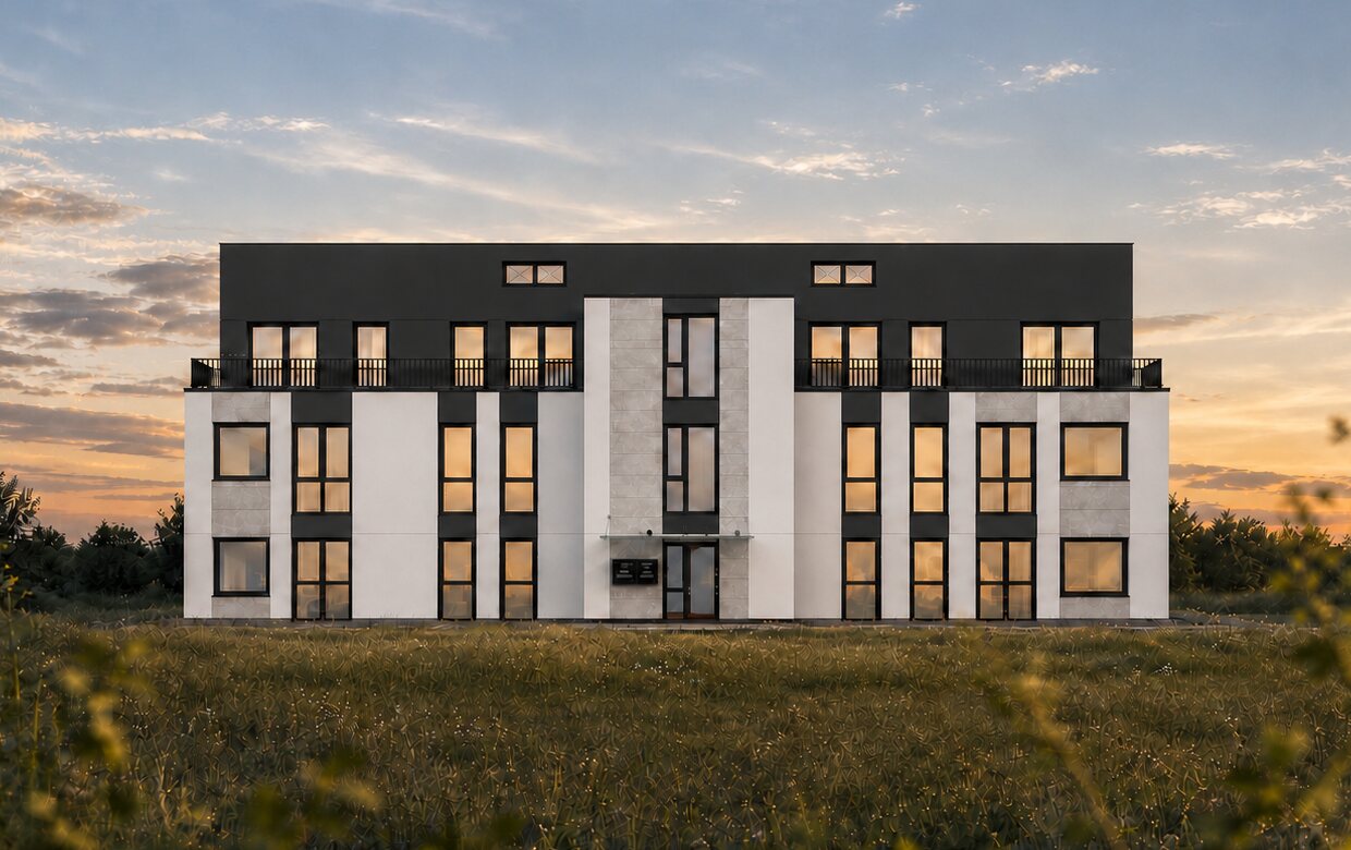 LUMIRA, Ansicht des geplanten Wohnhauses in Hilden